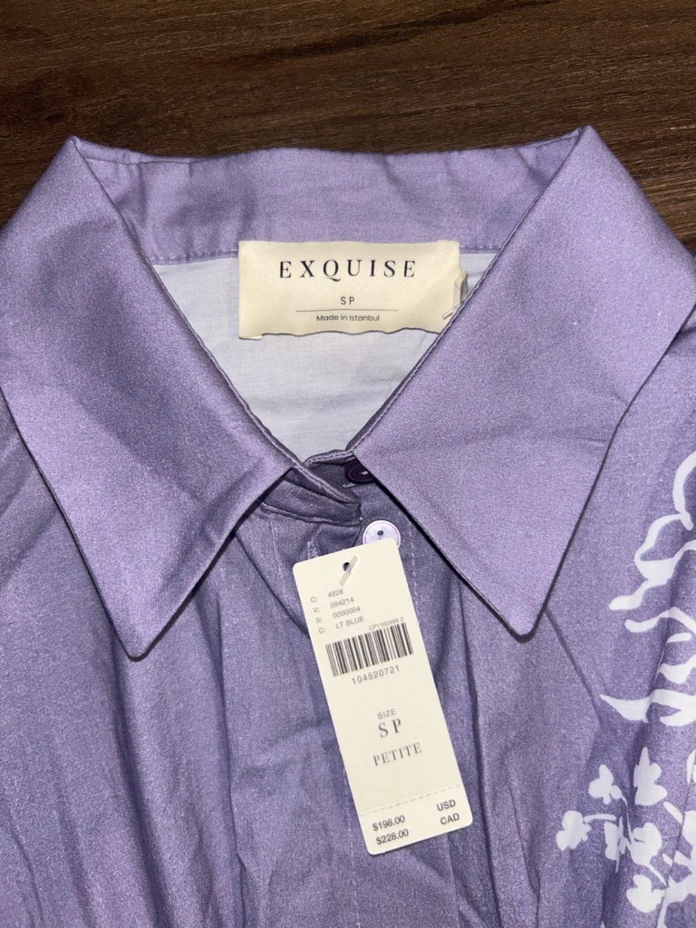 NWT Anthropology Exquise Tobie Shirt Dress Lavender Purple Floral Embellished - Picture 9 of 10